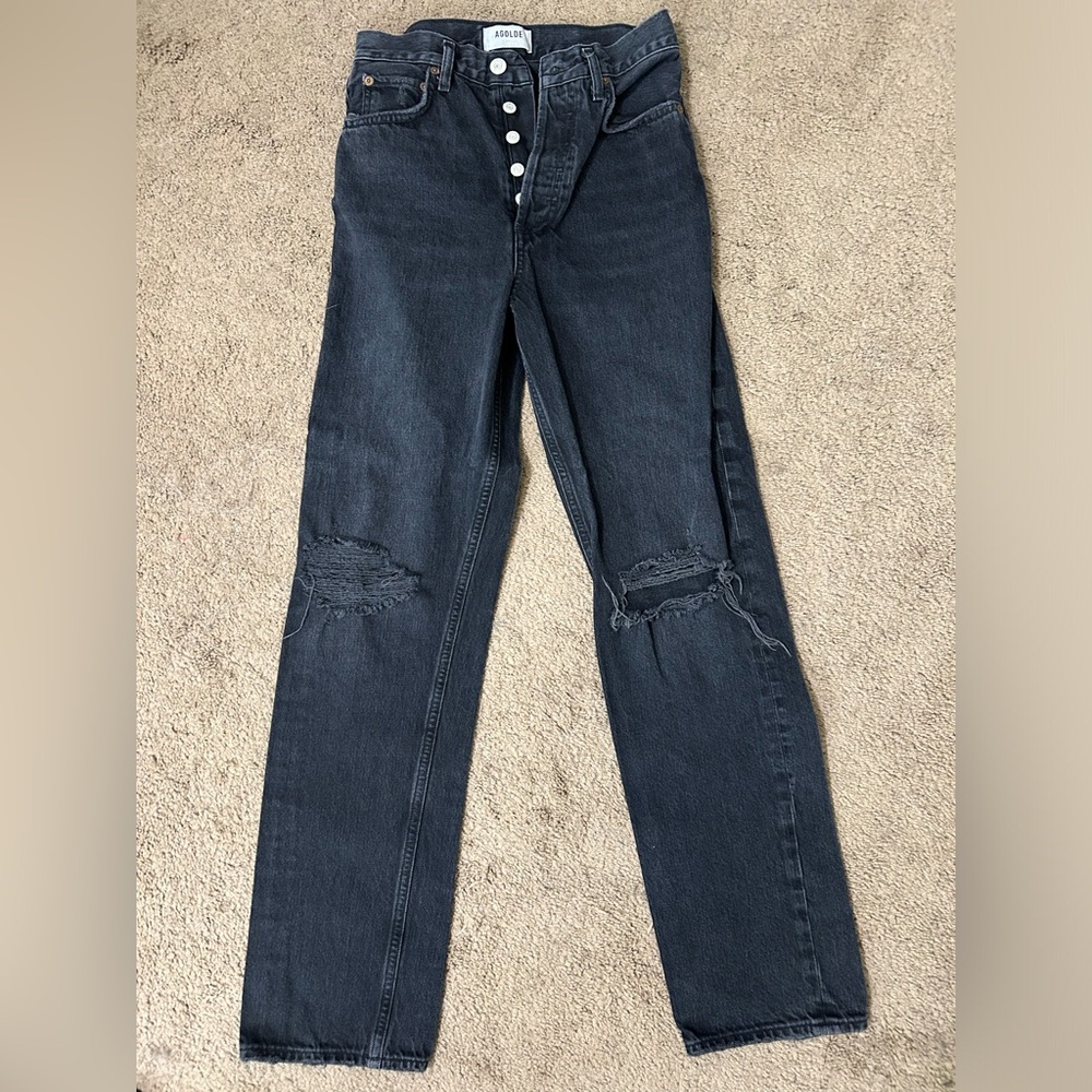 Size 24 black distressed agolde jeans